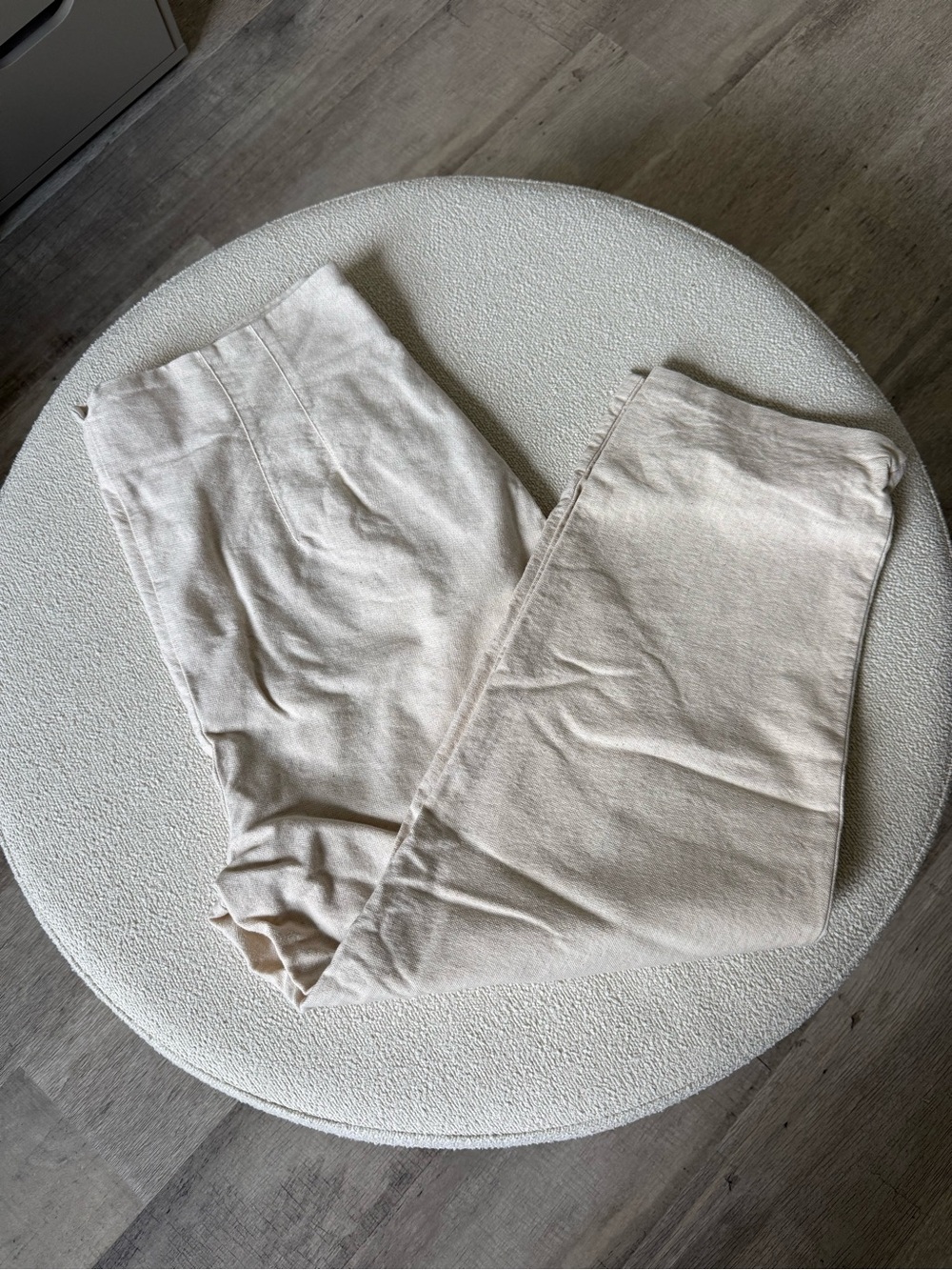 Zara Cream linen super high waisted trousers